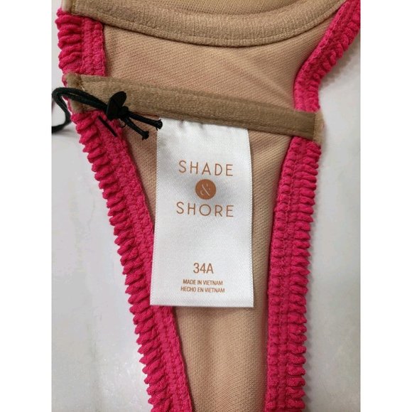 Shade & Shore Womens Bikini Top W/ Removable Strap Lightly Padded Hot Pink 34A - Picture 6 of 8